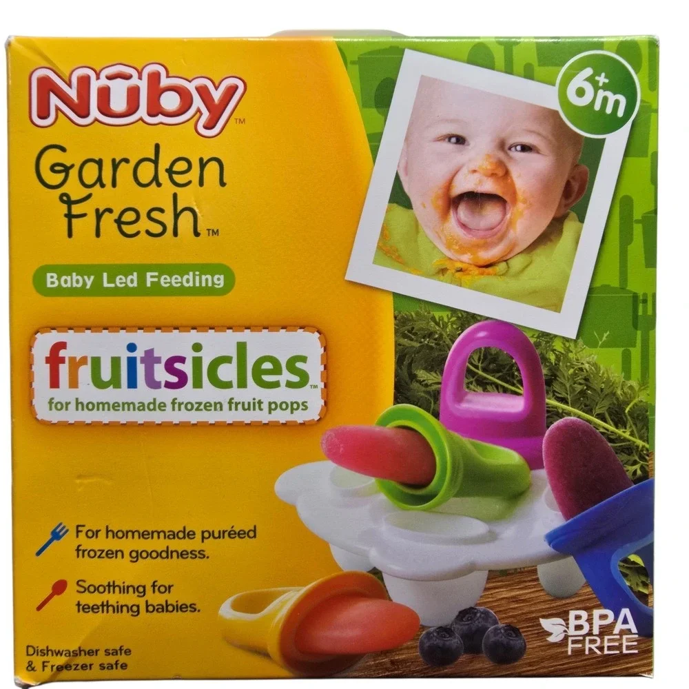 Nuby Garden Fresh Fruitsicle Frozen Pop Tray Teething Multicolored BPA‎ Free NEW